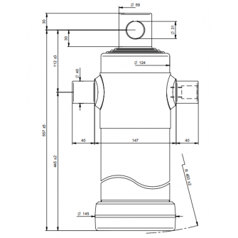 Teleskopski cilinder 4 stopnje 10 ton 1710 mm z luknjo 3048F